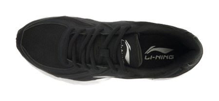 Li-Ning low-top running shoe, black mesh upper with white heel logo