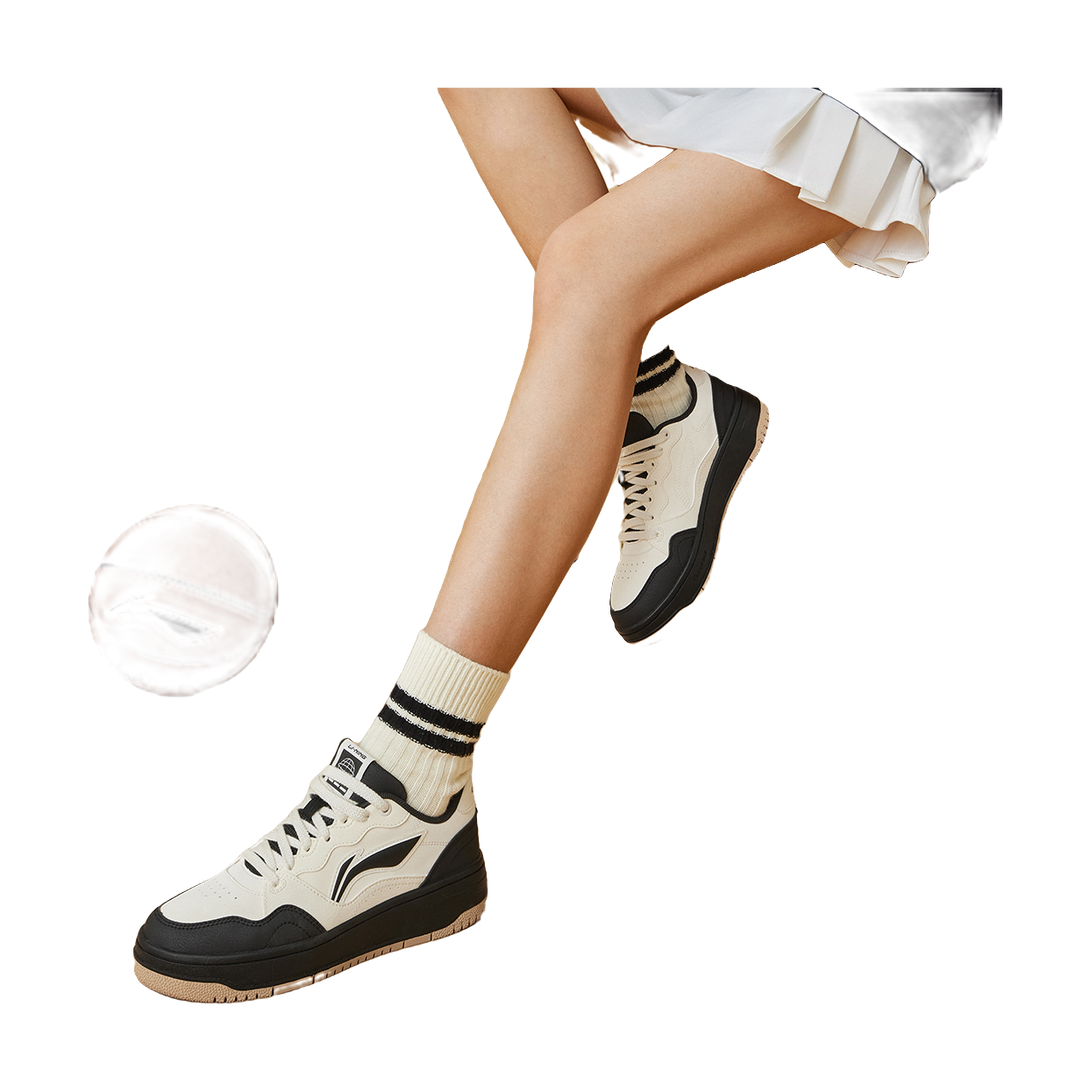 LiNing Tianji Soft Slip Resistant, Abrasion Resistant, Breathable Low top Skateboard Shoes Women's White Black 