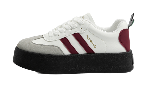 HUANQIU Slip Resistant Abrasion Resistant Low top Skateboard Shoes Women's White Red 