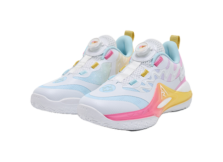 Rigorer Reeves second-generation AR2 ice cream is comfortable, versatile, trendy, anti slip, shock-absorbing, wear-resistant, low top basketball shoe powder, white and yellow children's style  VJSNEAKER