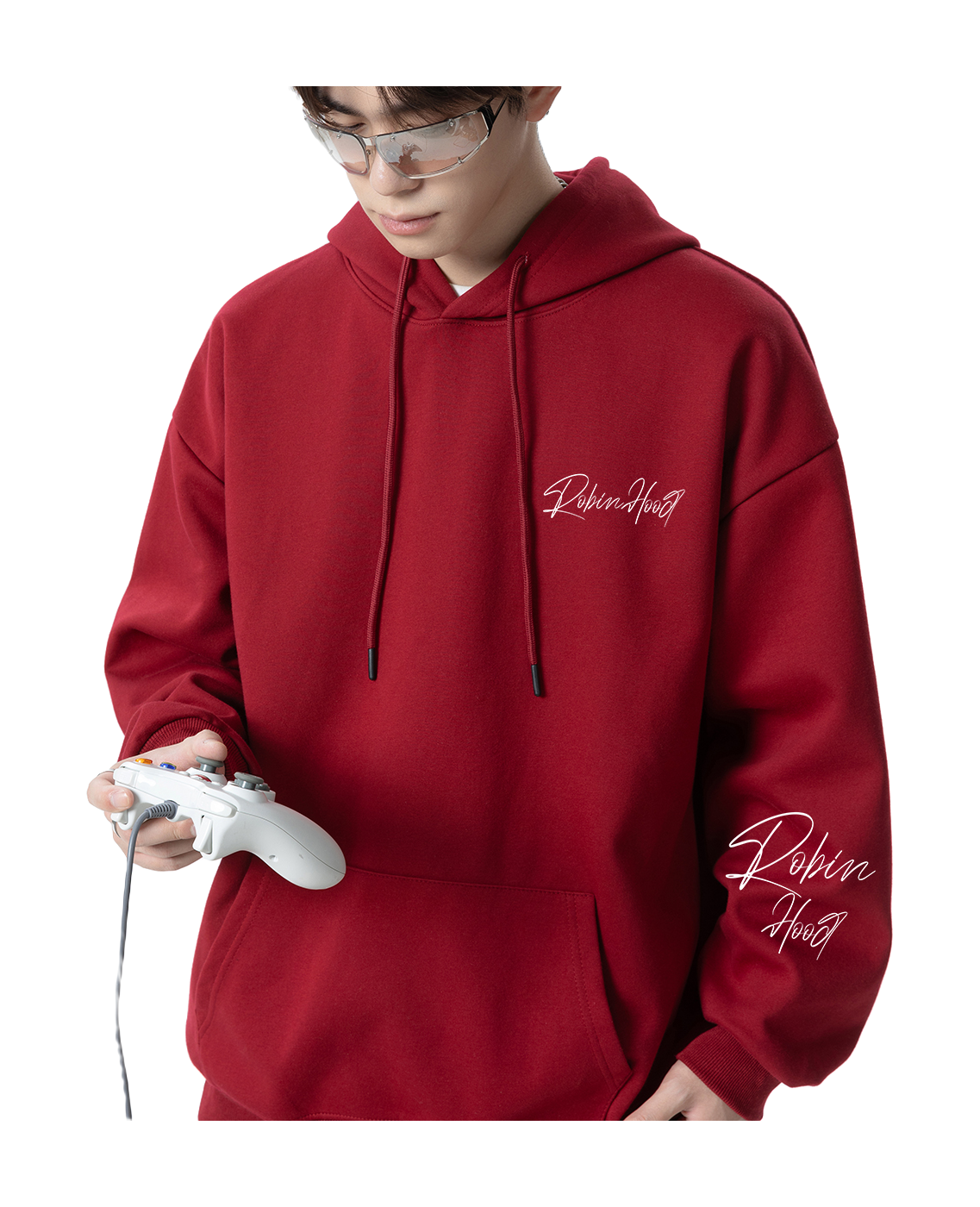 Robin Hood American Hoodie with Velvet Thick Letter Signature Personalized Style Design Feel Loose and Casual Versatile Student Party Lazy Style Hoodie for Women  vjsneaker.com