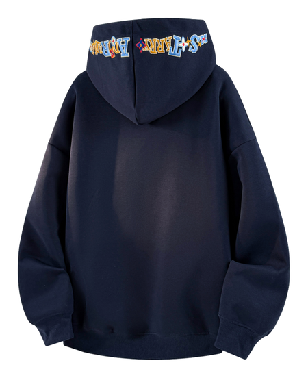 Warrior Warrior American Basic Retro Fun Embroidered Letter Logo Loose Casual Trend Versatile Windproof College Style Sports Couple Hooded Long Sleeve Thick Velvet Hoodie for Men and Women  vjsneaker.com