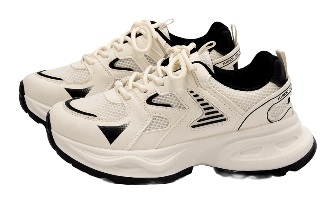 HUANQIU Abrasion Resistant, Breathable, Lightweight Low top Chunky Sneakers Women's Beige Gray 