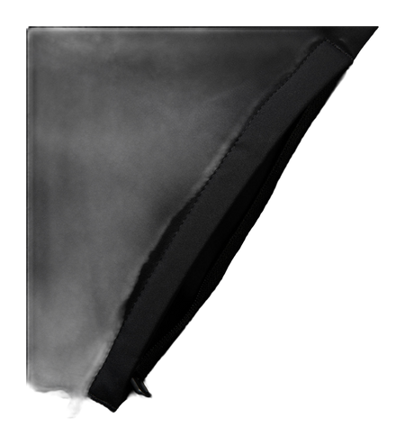 Black down jacket fabric close-up with diagonal stitched seam detail
