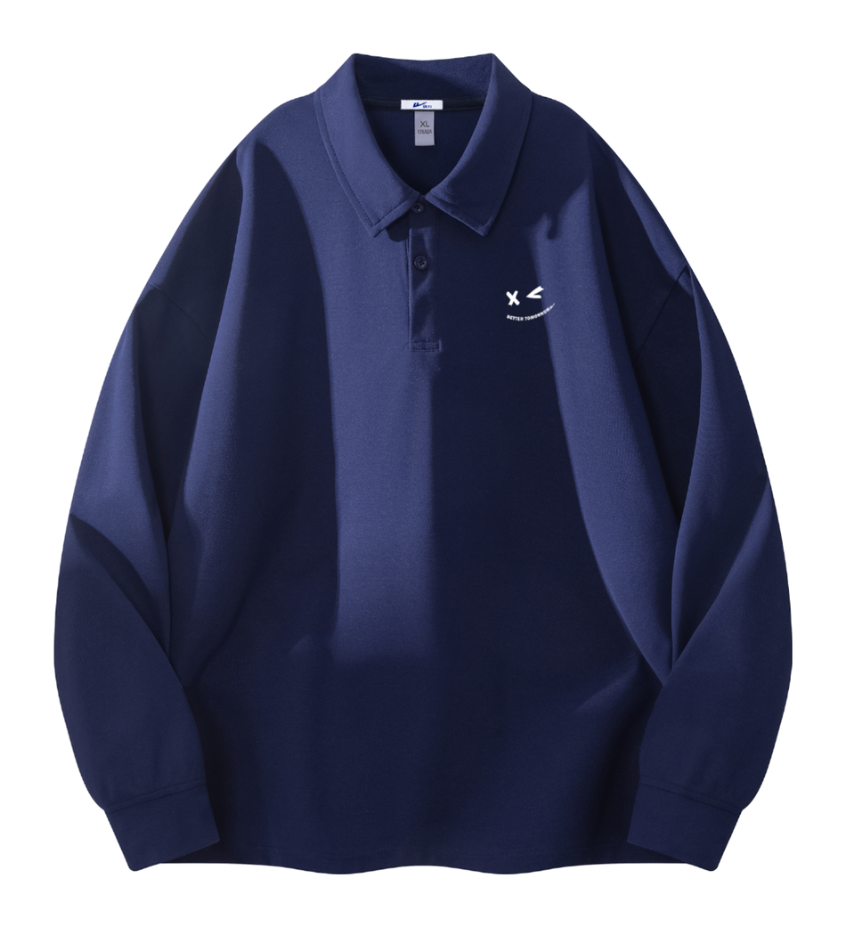 Warrior Revival Wind and Wave Series American Trendy College Style Solid Color Smiling Face Print Simple and Loose Casual Versatile Hoodie for Outer Wear and Inner Wear Comfortable Button Collar Long Sleeve Dropped Shoulder Sleeve T-shirt for Men and  vjsneaker.com