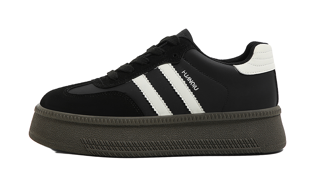 HUANQIU Anti Slip And Wear Resistant Height Increasing Low top Skateboard Shoes Womens Beige  VJSNEAKER