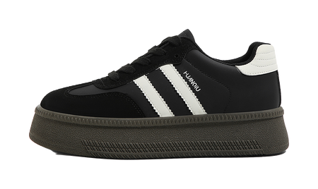 HUANQIU Anti Slip And Wear Resistant Height Increasing Low top Skateboard Shoes Womens Beige  VJSNEAKER