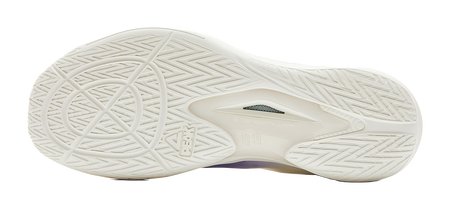 Lightweight basketball shoe outsole with deep traction tread in white