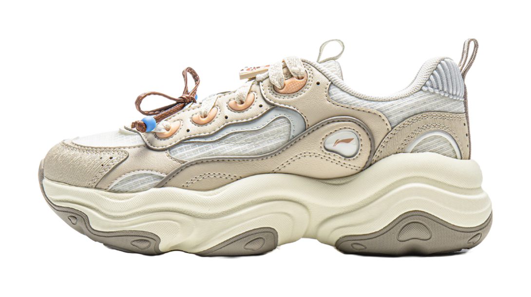 LiNing Honey Cushioning, Slip Resistant, Abrasion Resistant Support Low top Chunky Sneakers Women's Ivory Dune Khaki 