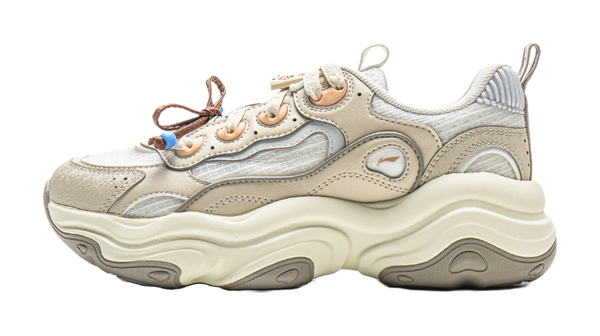 LiNing Honey Cushioning, Slip Resistant, Abrasion Resistant Support Low top Chunky Sneakers Women's Ivory Dune Khaki 