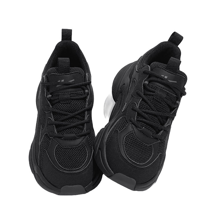 Warrior Slip Resistant, Abrasion Resistant, Breathable Low Top Chunky Sneakers Unisex All Black  vjsneaker.com