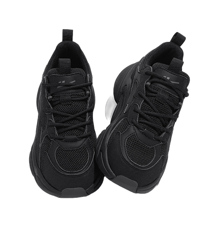 Warrior Slip Resistant, Abrasion Resistant, Breathable Low Top Chunky Sneakers Unisex All Black  vjsneaker.com