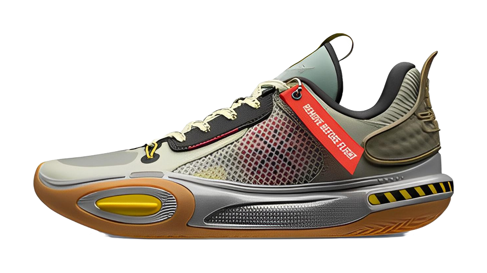 LiNing All City 11 Warning Cushioning Anti-Slip And Wear-Resistant Low-Top Basketball Shoes Mens Cyan Yellow  VJSNEAKER