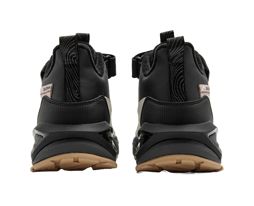 Jordan synthetic leather fabric for peak hiking with added fleece, anti slip, wear-resistant, waterproof, and warm middle cut children's outdoor shoes in black/ivory white for both men and women  VJSNEAKER