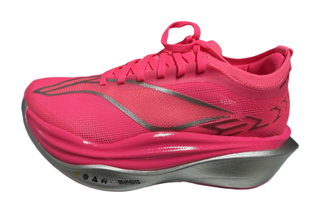 Li Ning men’s pink running shoes, side view with lace-up mesh upper and cushioned sole