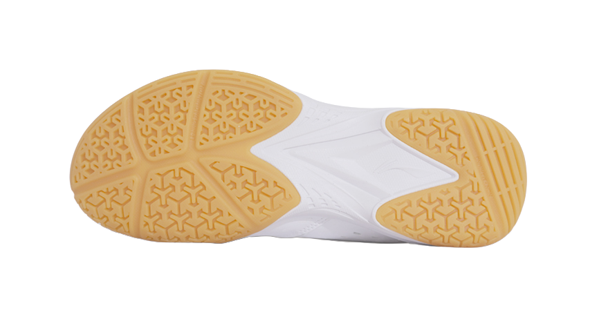 Li-Ning badminton shoe outsole, white tread with honeycomb gum pattern