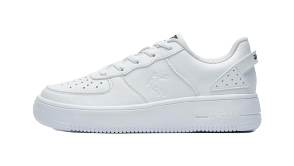 QIAODAN Little White Women's Low-Top Skateboard Shoes - Classic Thick-Soled Height Increase & Versatile Comfort White 