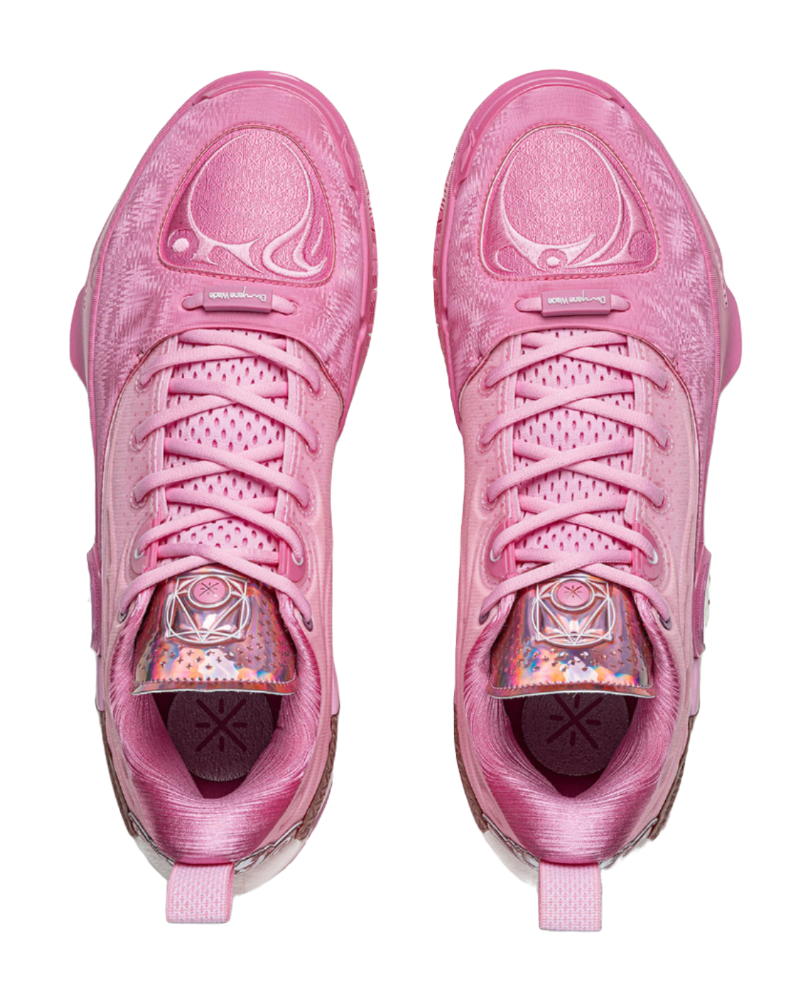 Pink lace-up basketball sneakers pair with padded tongue and textured upper