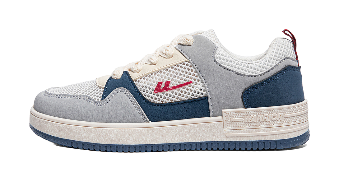 Warrior Slip Resistant, Abrasion Resistant, Lightweight, Breathable Low top Skateboard Shoes Unisex Beige Blue 