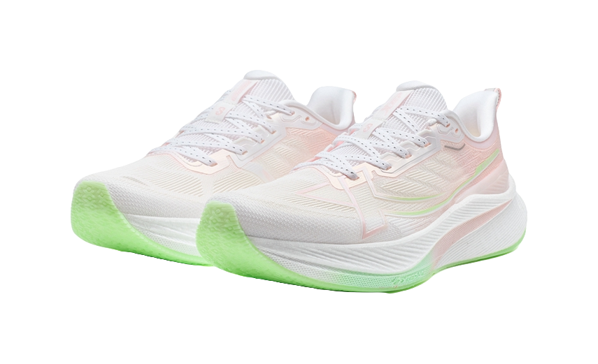 XTEP 2000km 3.0 Running Shoes Women's Low top Classic White/Peach Blossom Pink/Elf Green 