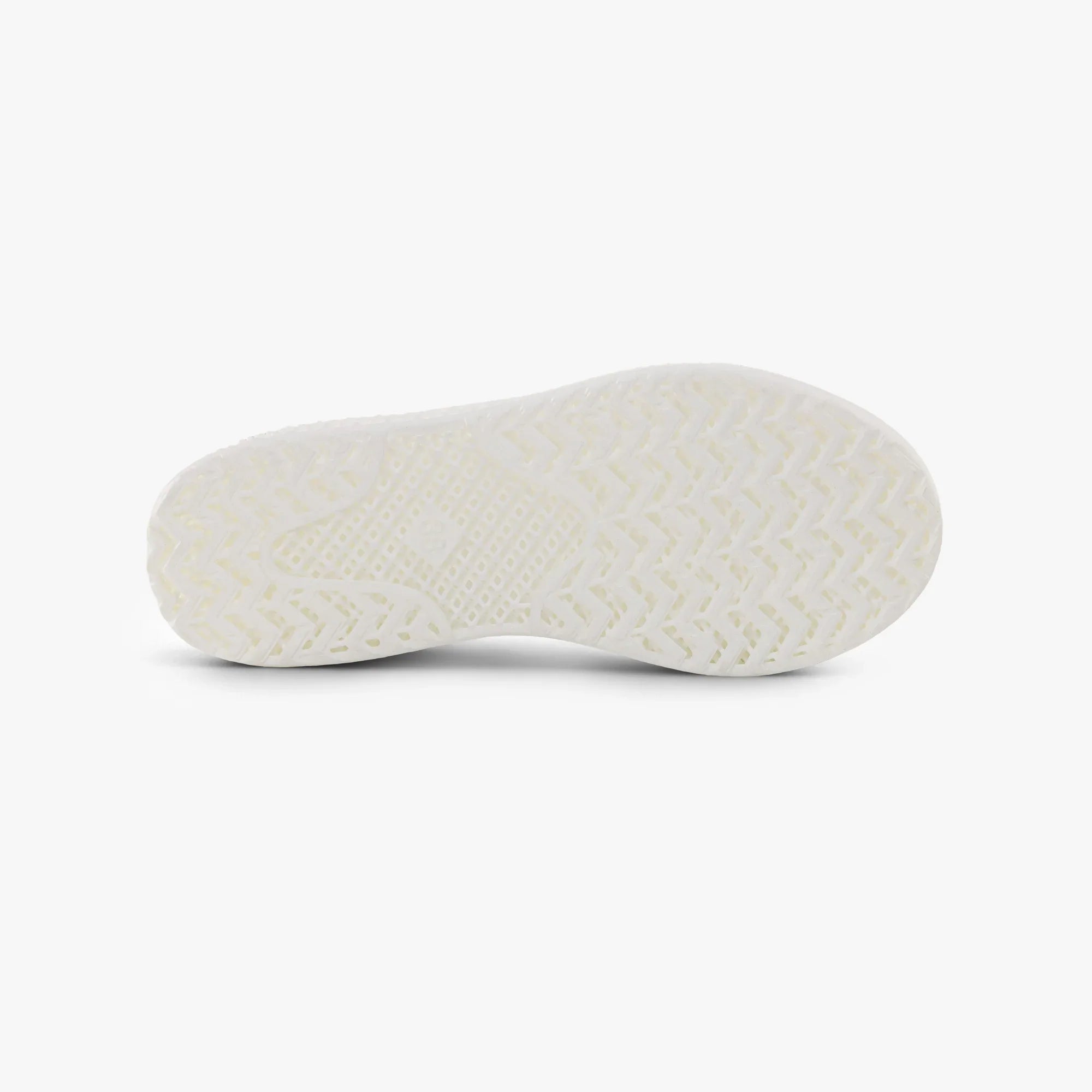 Off-white sneaker outsole with zigzag tread and textured 3D printed grip