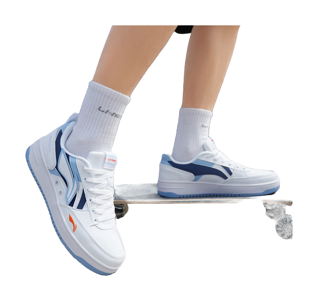 LiNing Haichuan Slip Resistant Cushioning Abrasion Resistant Lightweight Low top Skateboard Shoes Men's White Blue 