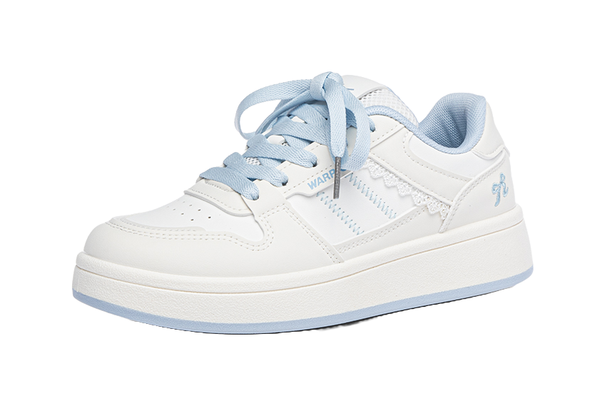 Warrior Abrasion Resistant Height Increasing Low Top Skateboard Shoes Women's Ecru Light Blue 