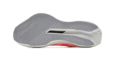 Running shoe outsole with textured gray traction pattern