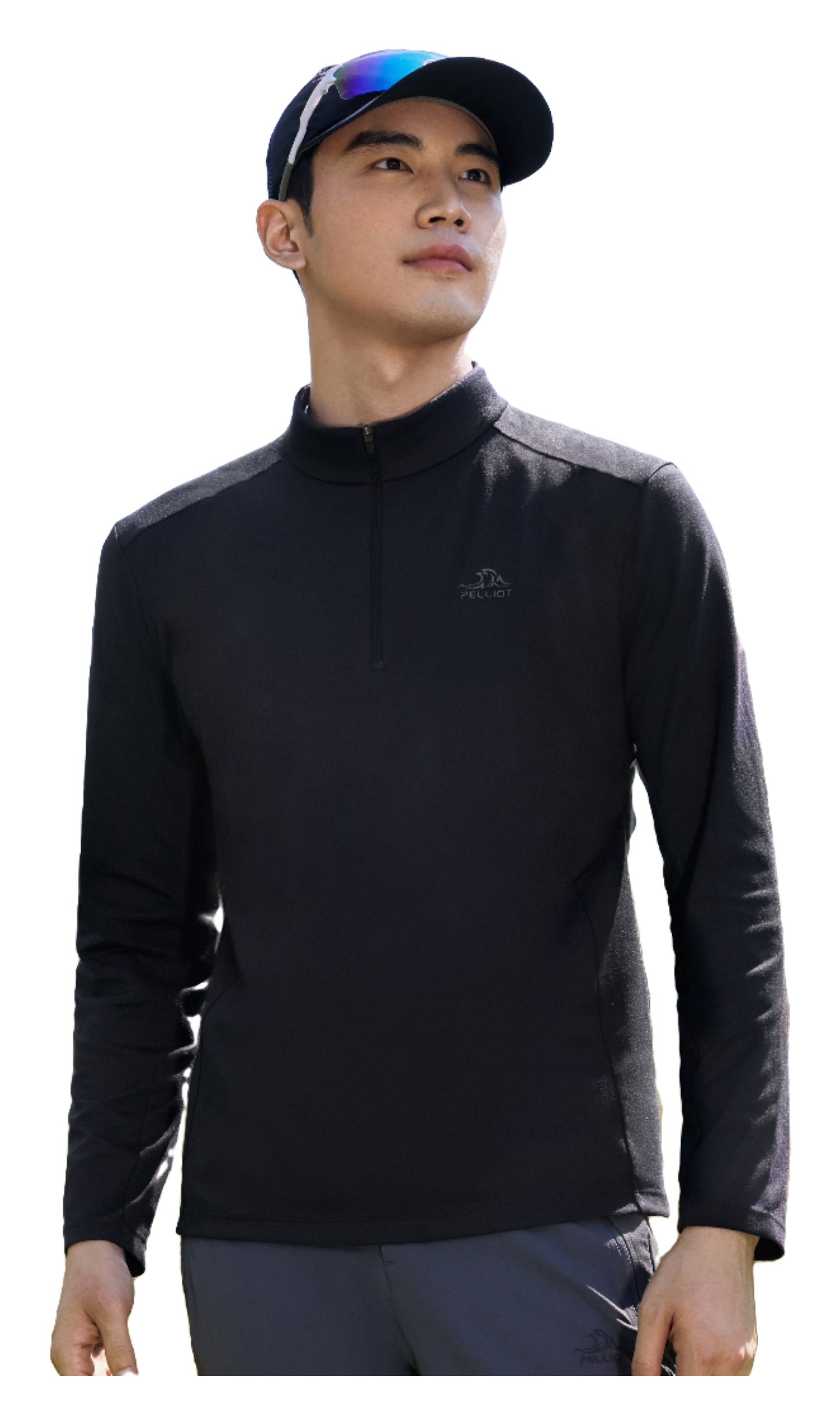 Boxi and PELLIOT outdoor long sleeved Polygiene antibacterial sports elastic top, casual, comfortable, skin friendly, warm, semi high neck sweatshirt, base T-shirt for men  vjsneaker.com