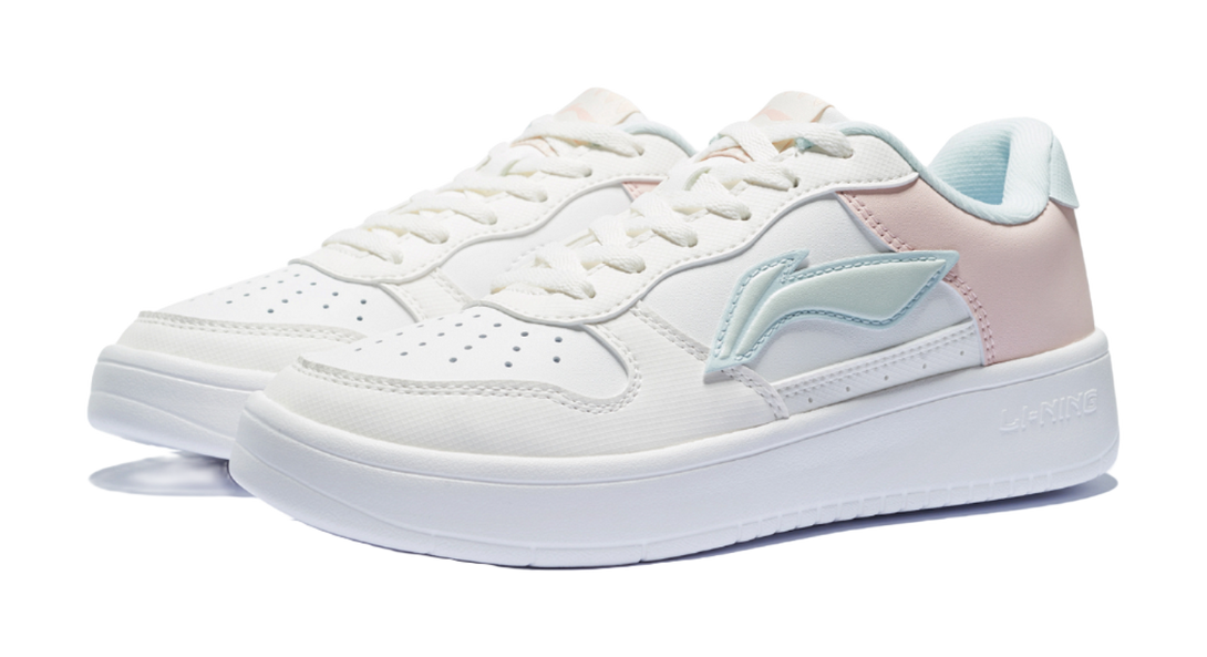 LINING Pontoon Boats Skateboard Shoes Women's Low top Mist White/Light Pink 