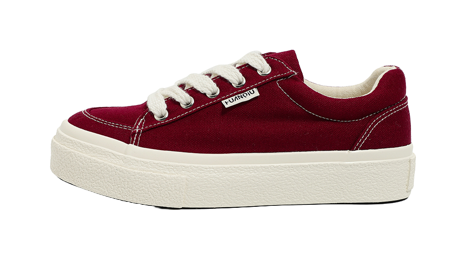 HUANQIU Women's Low-Top Canvas Shoes - Slip-Resistant Durable & Breathable Burgundy 