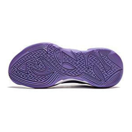 Kids purple basketball shoe outsole, patterned traction tread on full bottom