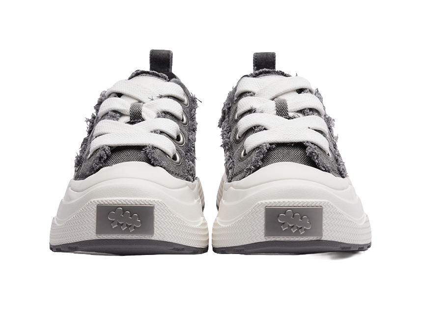 SHOOT BRAND Anti Slip And Wear Resistant Height Increasing Low top Canvas Shoes Unisex Denim Gray 