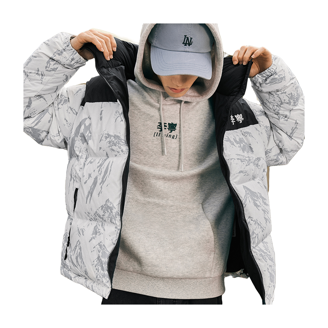 LiNing Fondue Down Series Down Jacket Unisex White Gray Snow Mountain  VJ SNEAKER