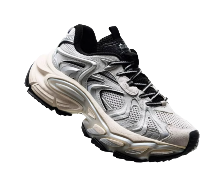 Anta Height Increasing Wear-Resistant Slip-Resistant Low-Top Chunky Sneakers Men's Silver 