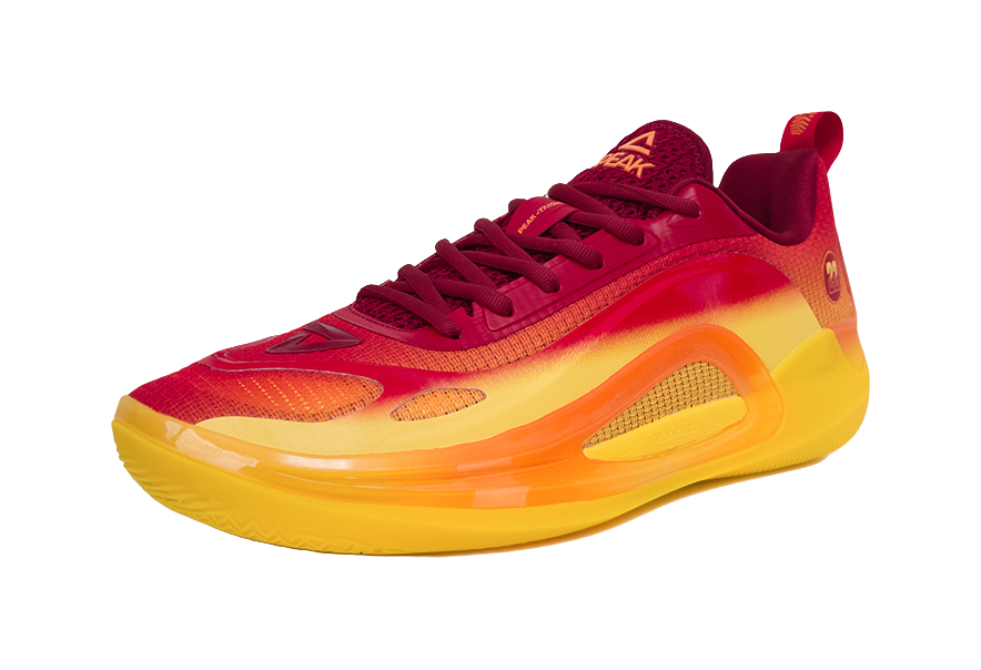 Pickett Extreme Wiggins 4 Comfortable and Versatile Fabric Synthetic Leather Anti slip, Wear resistant, Shock Absorbent Low cut Basketball Shoes for Men, Dark Red, Orange Yellow  VJsneaker