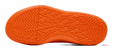 Orange rubber outsole with patterned grip tread for basketball