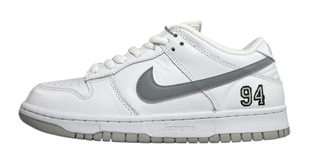 Nike Sb Dunk Low Supreme 94 White Metallic Silver  vjsneaker.com