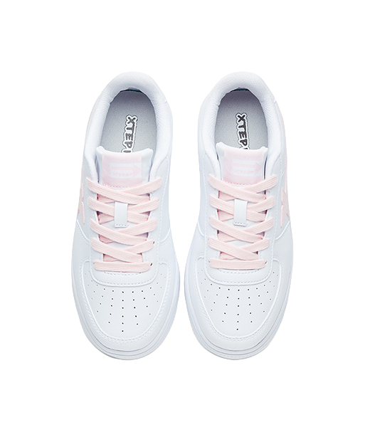 XTEP Air Force 1 Abrasion Resistant Breathable Slip Resistant Low top Kids' Skateboarding Shoes White Pink Teenagers 