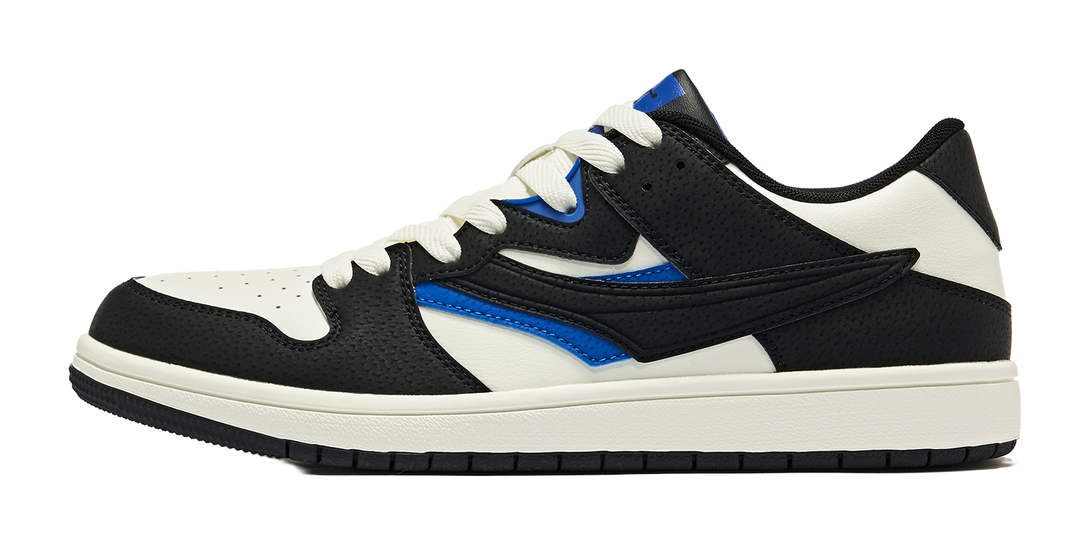 QIAODAN Slip Resistant, Abrasion Resistant, Lightweight, Breathable Low top Skateboard Shoes Men's Black White 