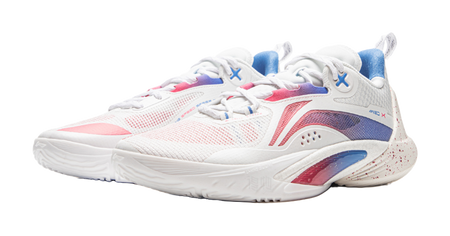LiNing Speed 10 Cushioning, Wear Resistant Low Top Basketball Shoes Mens White Pink Blue  VJSNEAKER