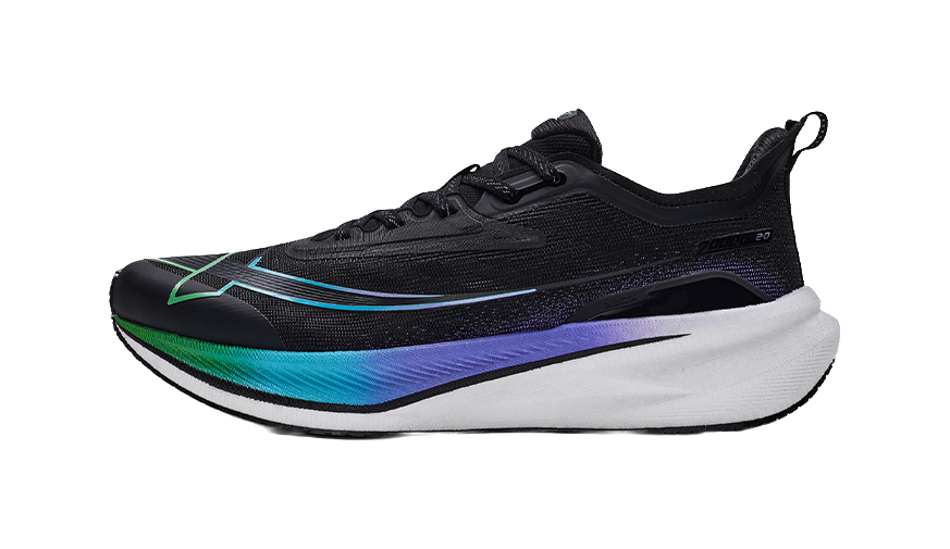 XTEP Two Thousand Kilometers 2.0 Cushioning, Wear Resistant Low top Racing Running Shoes Men's Black/Scallion Green 