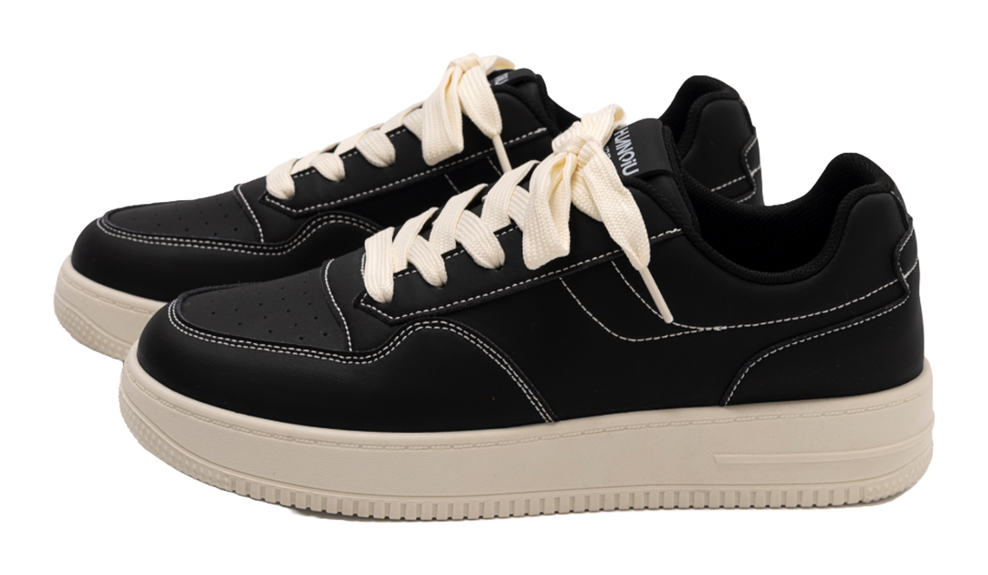 HUANQIU White Sneakers Lightweight Coverage Low top Skateboard Shoes Men's 