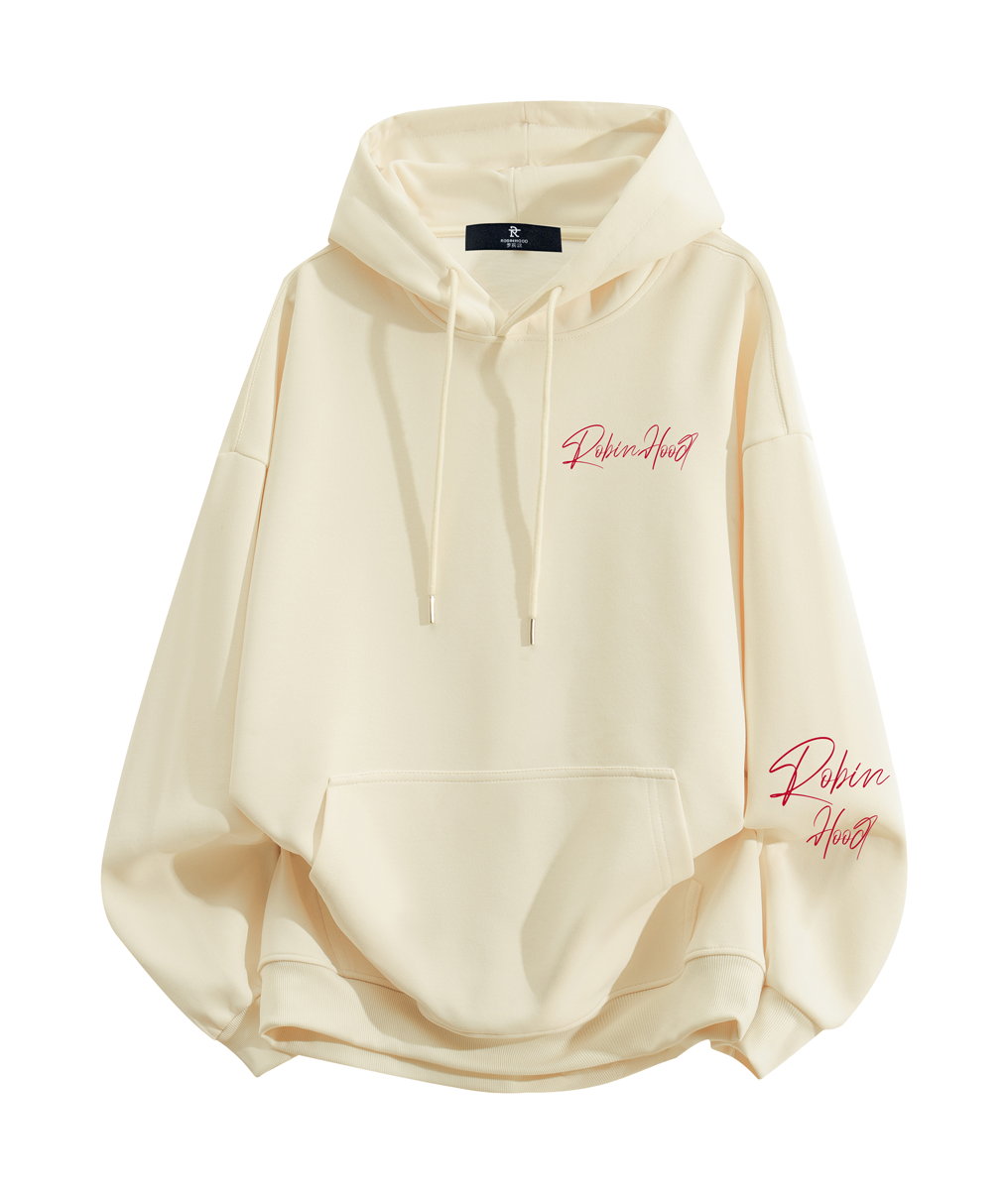 Robin Hood American Hoodie with Velvet Thick Letter Signature Personalized Style Design Feel Loose and Casual Versatile Student Party Lazy Style Hoodie for Women  vjsneaker.com