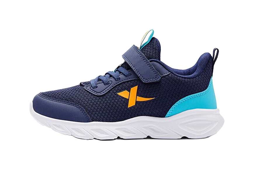 XTEP Slip Resistant, Abrasion Resistant, Breathable Low top Kids' Running Shoes Blue Orange 