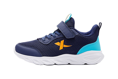 XTEP Slip Resistant, Abrasion Resistant, Breathable Low top Kids' Running Shoes Blue Orange 