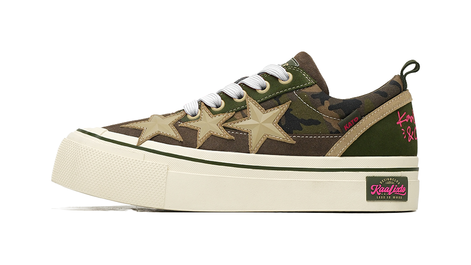 KAALIXTO Low top Canvas Shoes Unisex Camouflage American Vintage
