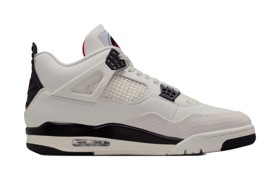Jordan Air Jordan 4 Support Mid top Vintage Basketball Shoes Mens White Black Red  vjsneaker.com