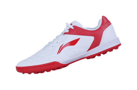 LiNing TF Slip Resistant Cushioning Abrasion Resistant Low Top Soccer Shoes White Red Kids  VJSNEAKER