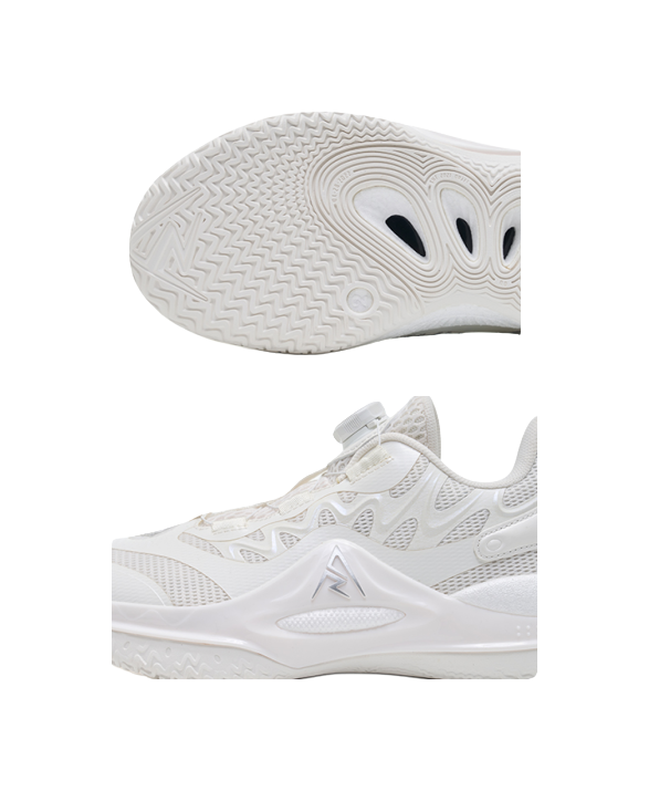 Rigorer Reeves second-generation AR2 Ghost lightweight, comfortable, fashionable, shock-absorbing, wear-resistant, breathable low cut sports basketball shoes for children in white and silver  VJSNEAKER